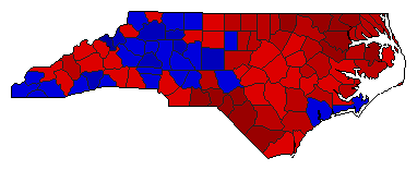 1984 North Carolina County Map of General Election Results for Lt. Governor