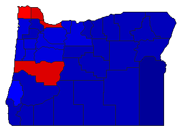1984 Oregon County Map of General Election Results for President