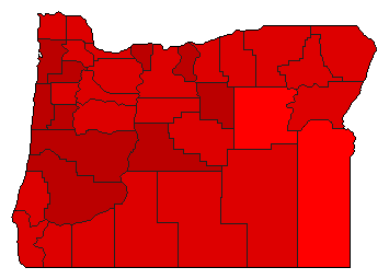 1984 Oregon County Map of Democratic Primary Election Results for Secretary of State