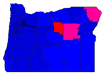 1984 Oregon County Map of Republican Primary Election Results for Secretary of State