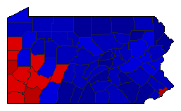 1984 Pennsylvania County Map of General Election Results for President