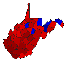 1984 West Virginia County Map of General Election Results for Secretary of State