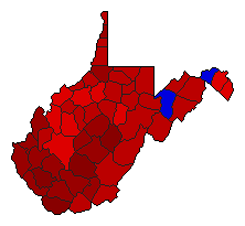 1984 West Virginia County Map of General Election Results for State Treasurer