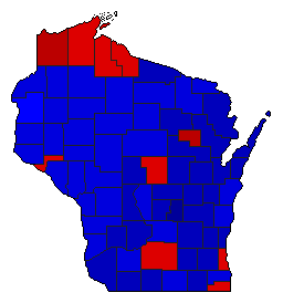 1984 Wisconsin County Map of General Election Results for President
