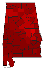 1986 Alabama County Map of Democratic Primary Election Results for State Auditor