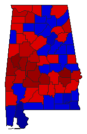 1986 Alabama County Map of General Election Results for Senator