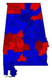 1986 Alabama County Map of General Election Results for Governor