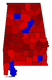 1986 Alabama County Map of General Election Results for Secretary of State