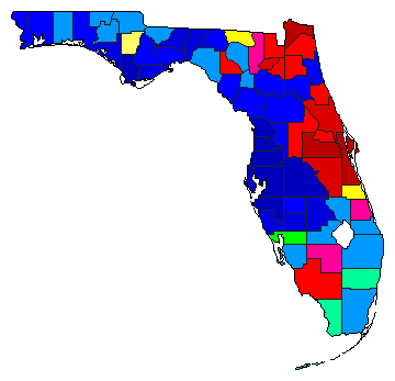 1986 Florida County Map of Republican Primary Election Results for Governor