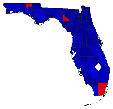 1986 Florida County Map of Republican Primary Election Results for Secretary of State