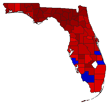 1986 Florida County Map of General Election Results for State Treasurer