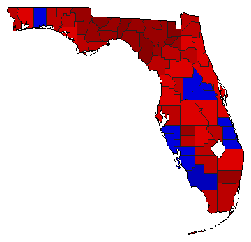 1986 Florida County Map of General Election Results for Attorney General