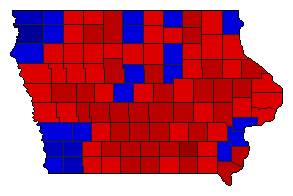 1986 Iowa County Map of General Election Results for State Treasurer
