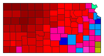 1986 Kansas County Map of Republican Primary Election Results for Governor