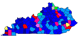1986 Kentucky County Map of Republican Primary Election Results for Senator