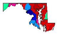 1986 Maryland County Map of Democratic Primary Election Results for Senator