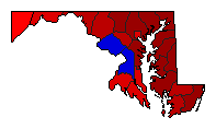 1986 Maryland County Map of Democratic Primary Election Results for Governor