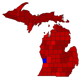 1986 Michigan County Map of General Election Results for Governor