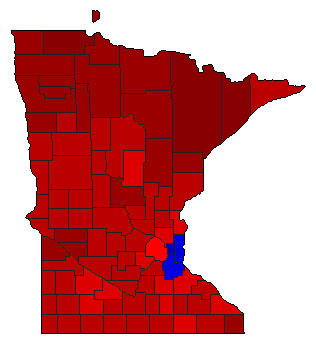 1986 Minnesota County Map of Democratic Primary Election Results for Governor
