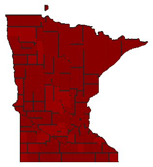 1986 Minnesota County Map of Democratic Primary Election Results for Secretary of State