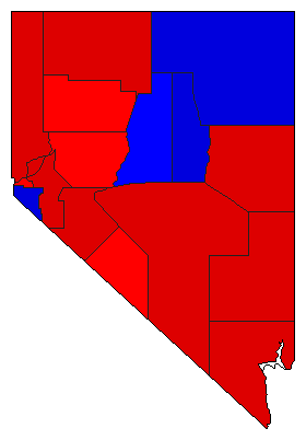 1986 Nevada County Map of General Election Results for Secretary of State
