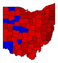 1986 Ohio County Map of General Election Results for Secretary of State