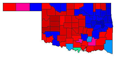 1986 Oklahoma County Map of Democratic Primary Election Results for Governor