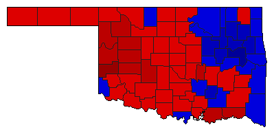 1986 Oklahoma County Map of Democratic Runoff Election Results for Governor
