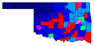 1986 Oklahoma County Map of Republican Primary Election Results for Lt. Governor