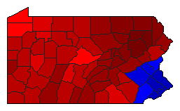 1986 Pennsylvania County Map of Democratic Primary Election Results for Governor