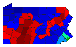 1986 Pennsylvania County Map of Democratic Primary Election Results for Lt. Governor