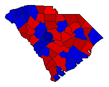 1986 South Carolina County Map of General Election Results for Governor