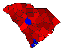 1986 South Carolina County Map of General Election Results for Secretary of State