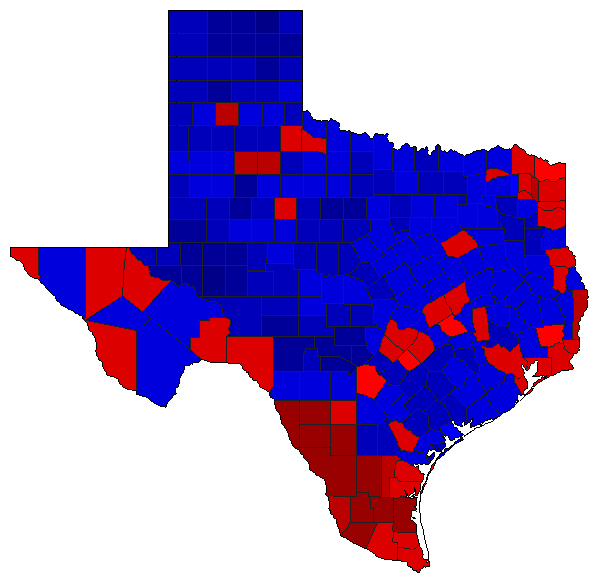 1986 Texas County Map of General Election Results for Governor