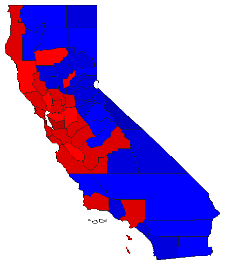 1986 California County Map of General Election Results for Controller
