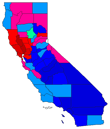 1986 California County Map of Republican Primary Election Results for Controller