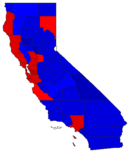 1986 California County Map of General Election Results for Senator