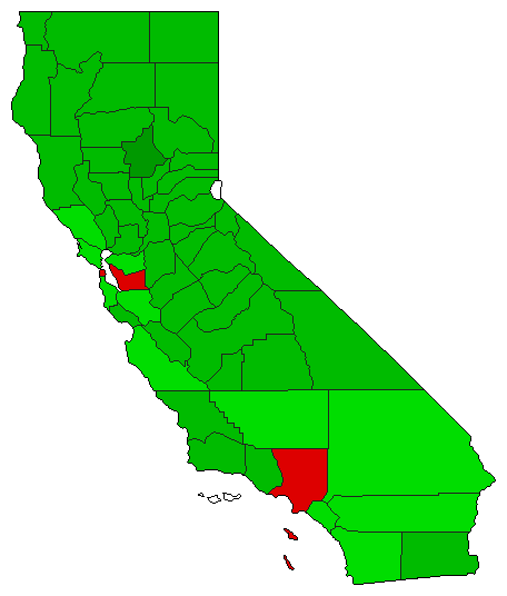 1986 California County Map of General Election Results for Referendum