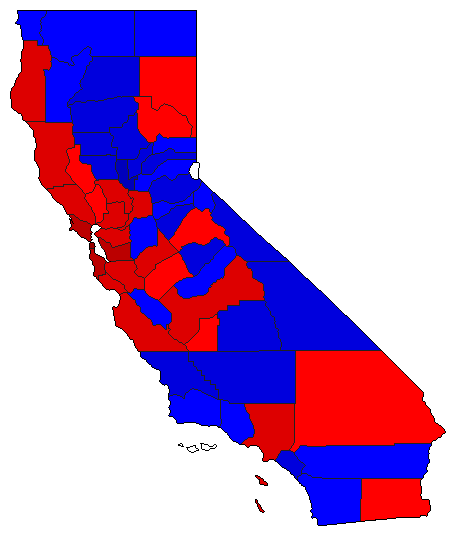 1986 California County Map of General Election Results for Lt. Governor