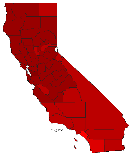 1986 California County Map of General Election Results for Secretary of State