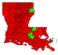 1987 Louisiana County Map of Open Primary Election Results for Insurance Commissioner