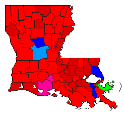 1987 Louisiana County Map of Open Primary Election Results for Attorney General