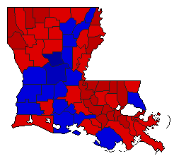 1987 Louisiana County Map of Open Runoff Election Results for Attorney General