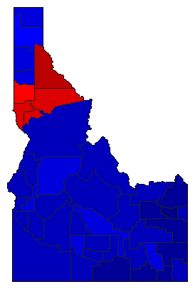 1988 Idaho County Map of General Election Results for President