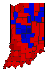 1988 Indiana County Map of General Election Results for Governor