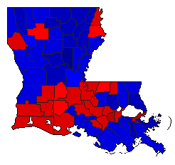 1988 Louisiana County Map of General Election Results for President
