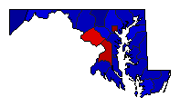 1988 Maryland County Map of General Election Results for President