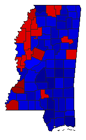 1988 Mississippi County Map of General Election Results for President