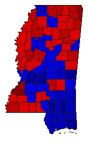 1988 Mississippi County Map of General Election Results for Senator