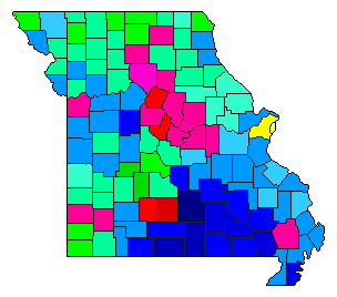 1988 Missouri County Map of Republican Primary Election Results for Lt. Governor